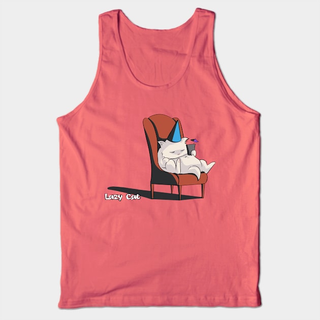 Lazy Cat Party Time Tank Top by jocampo770